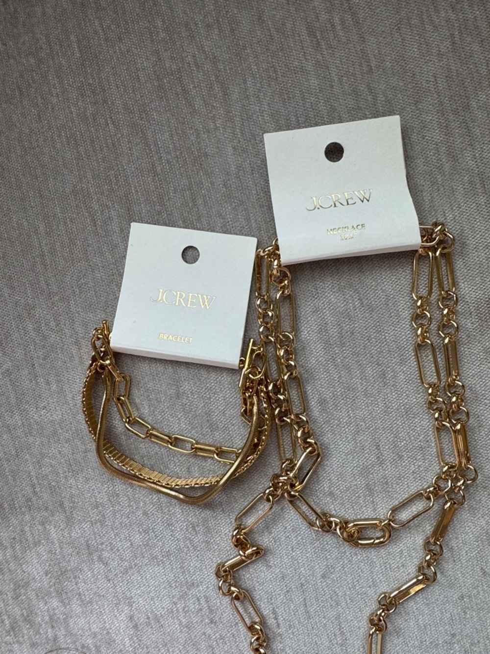 New J.Crew Gold Multi-Chain Necklace with Pearl Pendant and Bracelet - Picture 2 of 4